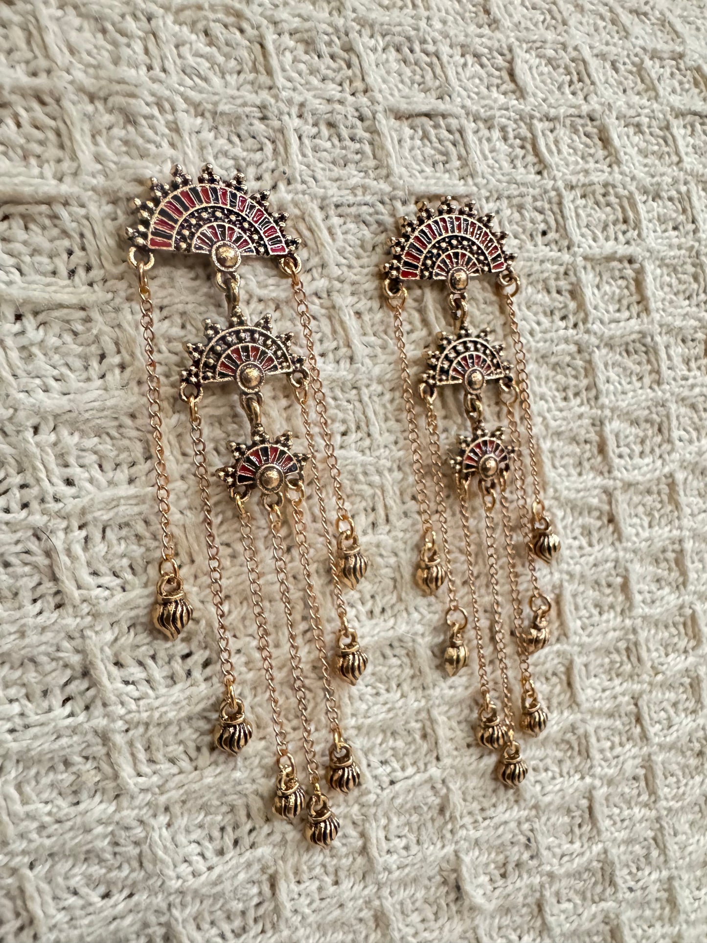 Antique Gold Mandala Tassel Earrings