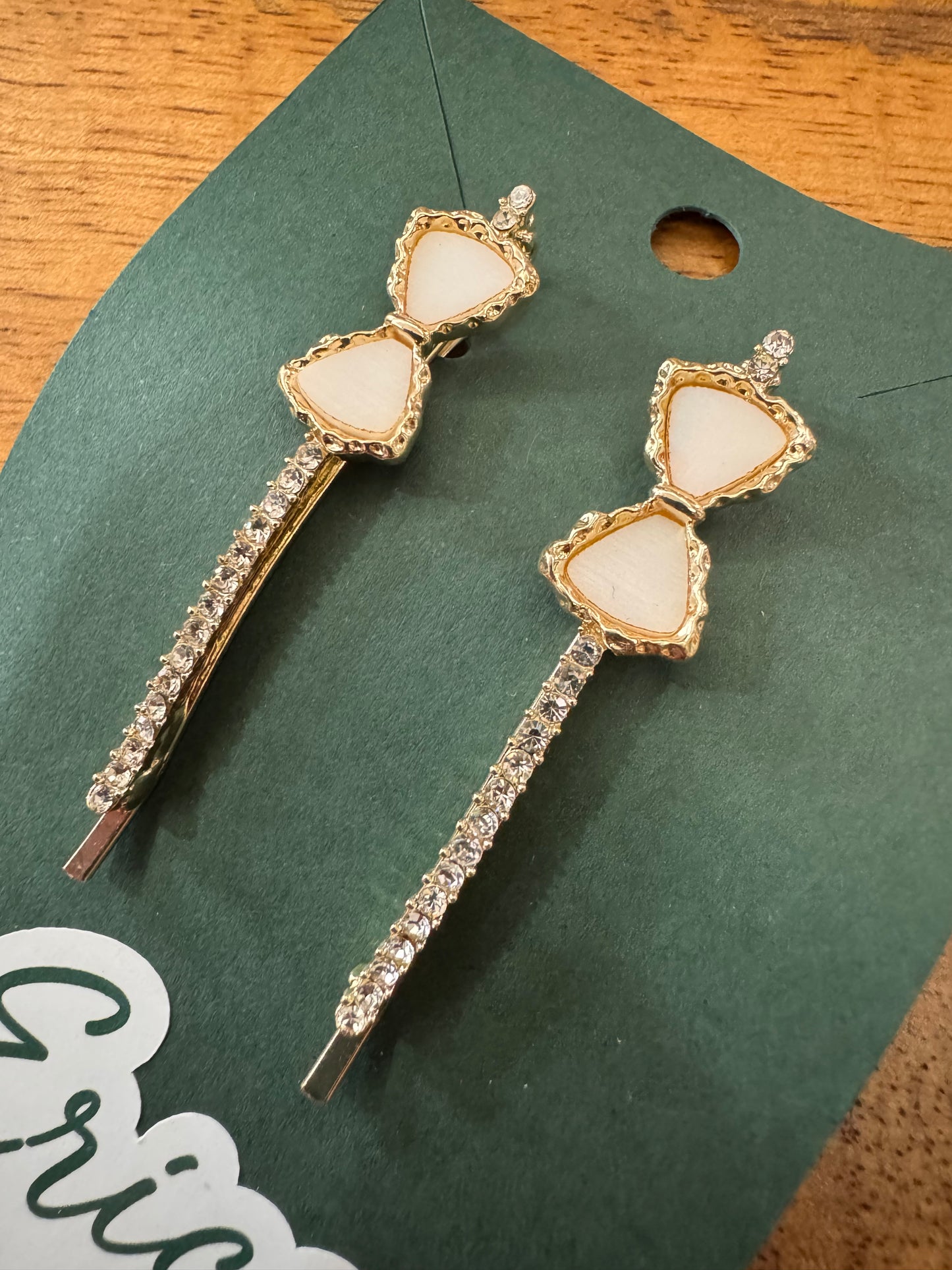 Dainty Crystal Bow Hairpins