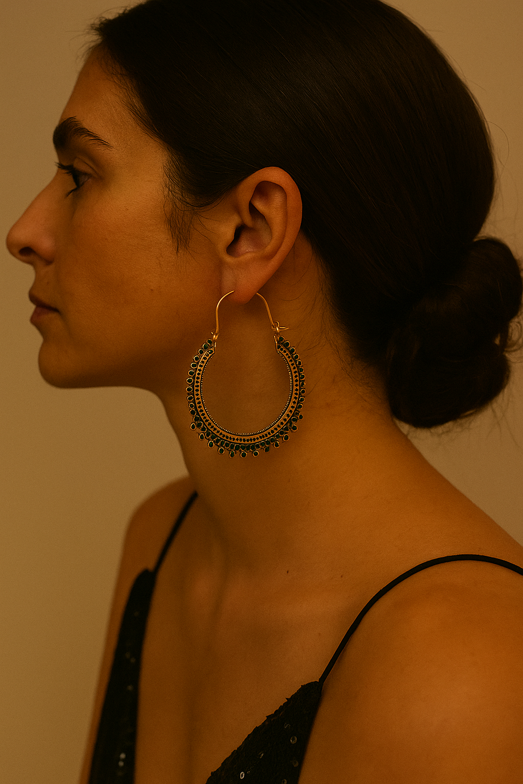 Jali Antique Gold Hoops