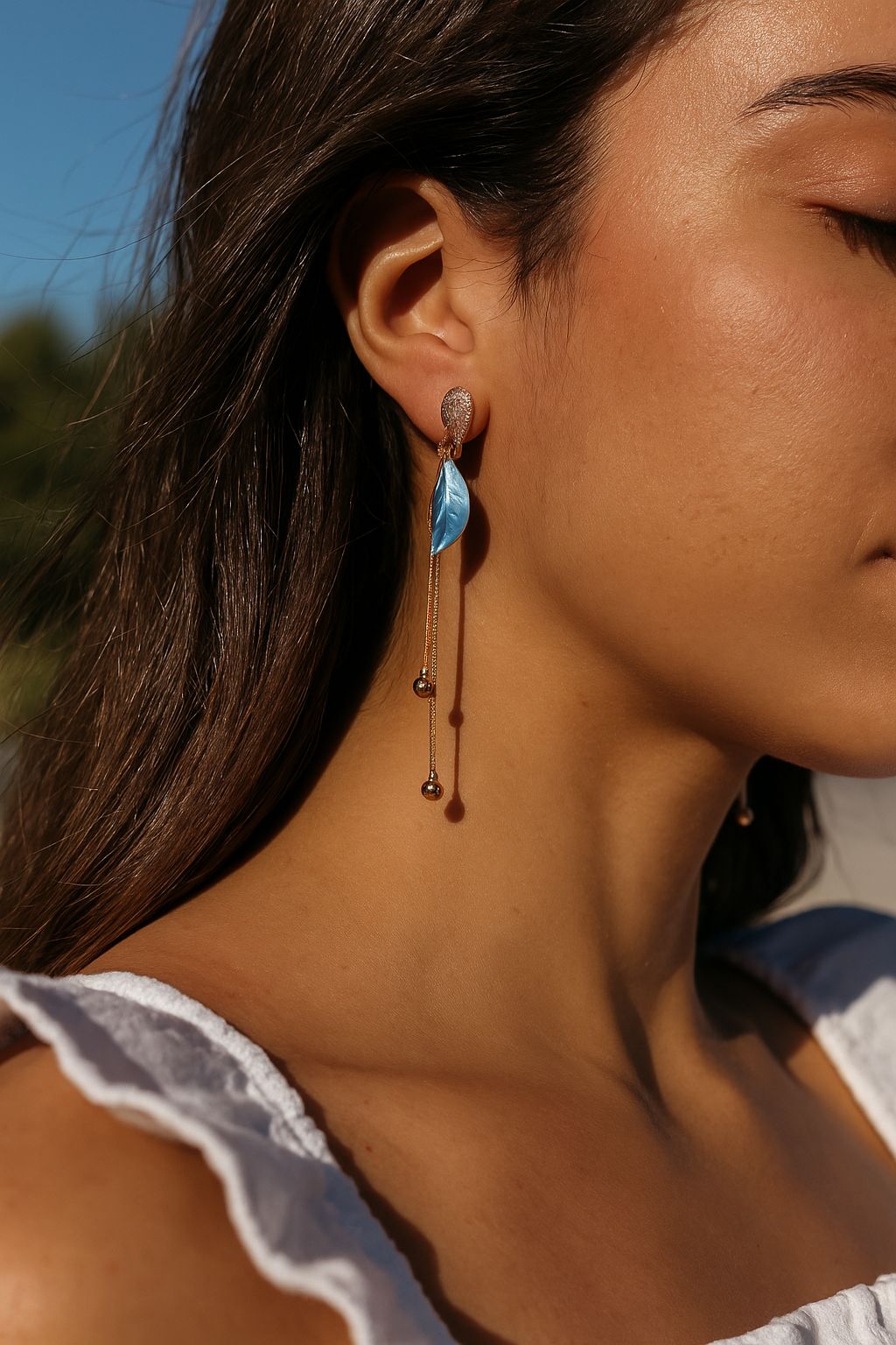 Icy Bloom Leaf Drop Earrings