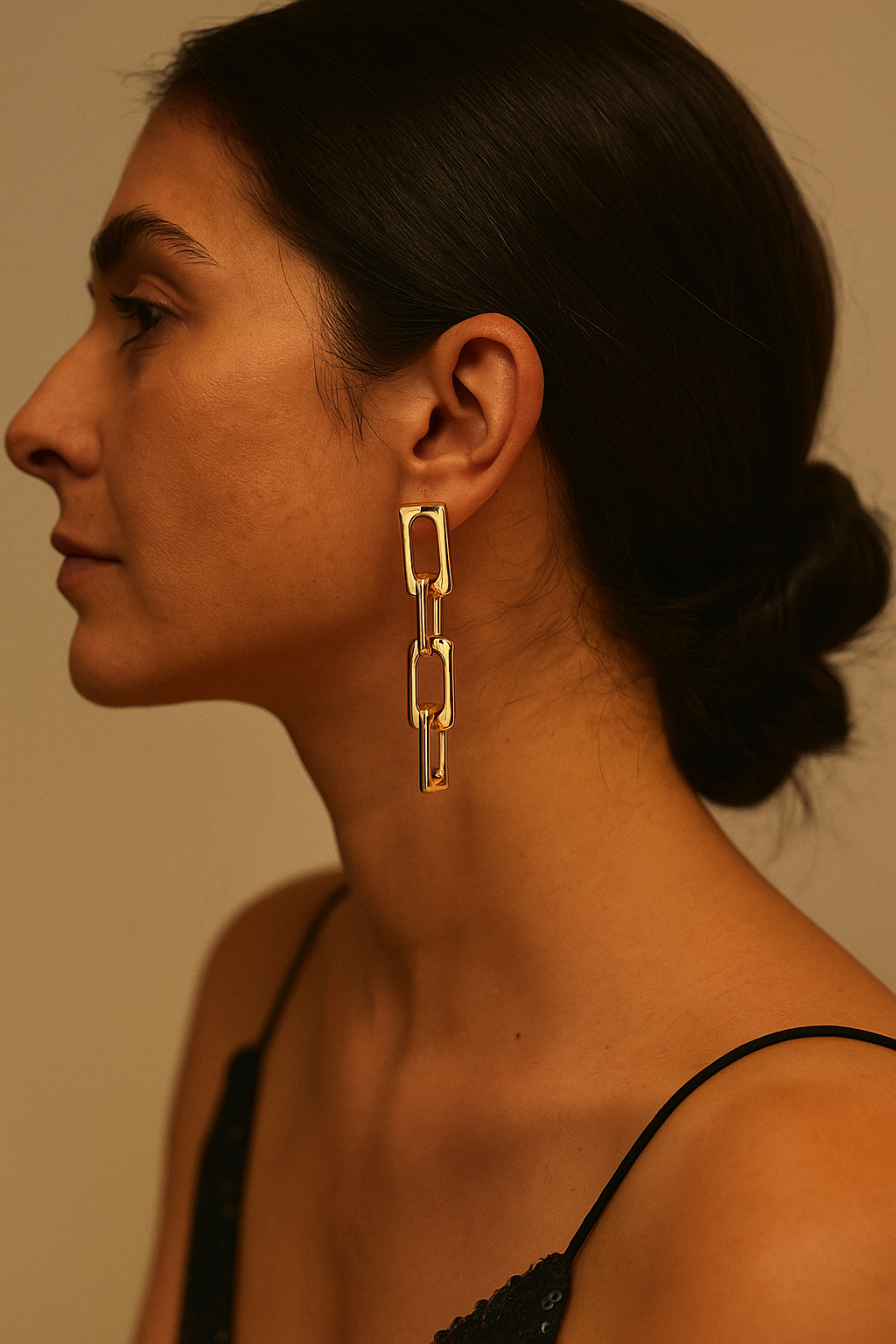 Gold Interlink Earrings Long