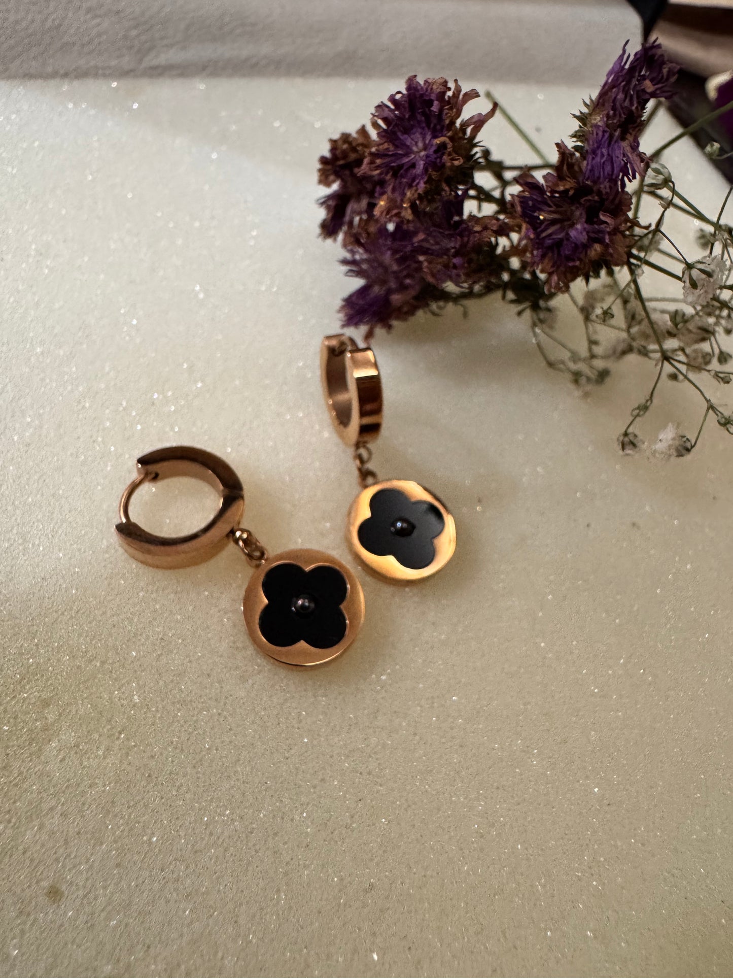 Rosegold Floral Mini Hoops