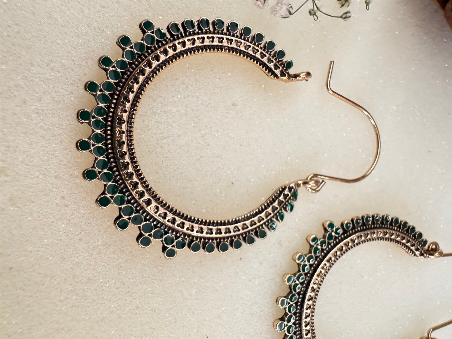 Jali Antique Gold Hoops