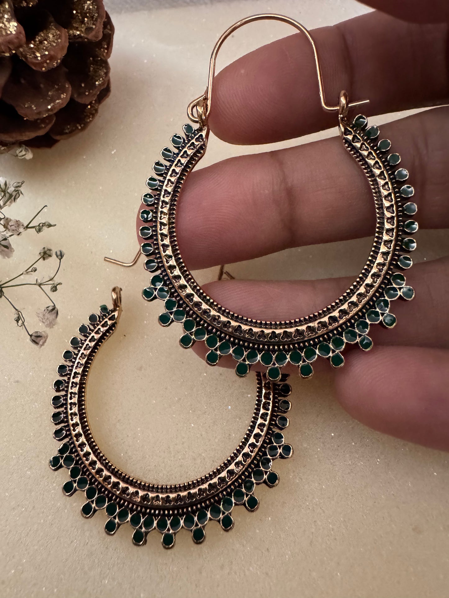 Jali Antique Gold Hoops