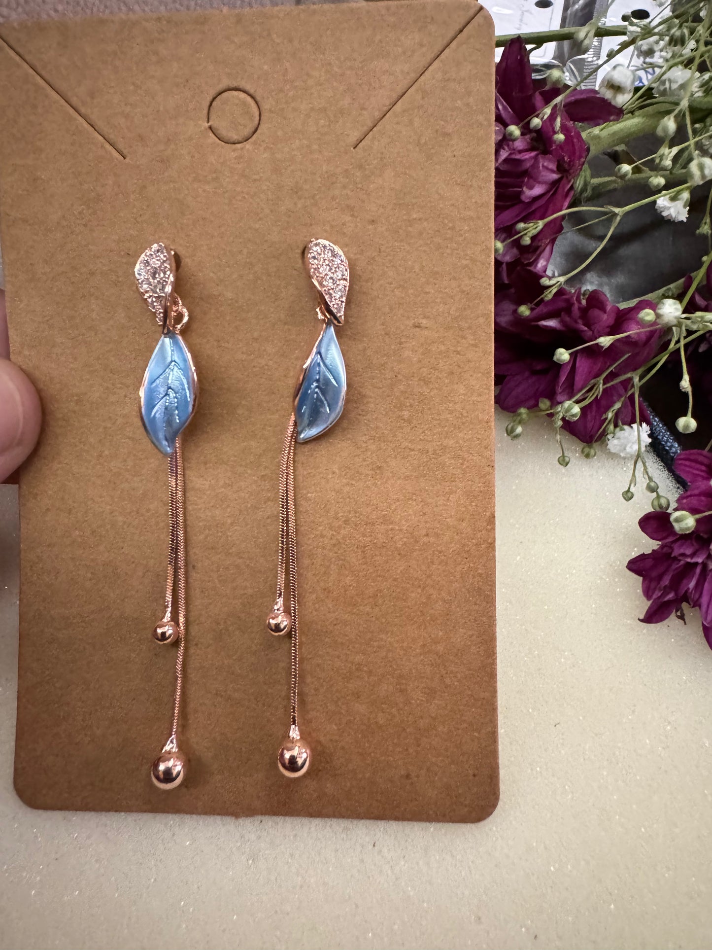 Icy Bloom Leaf Drop Earrings