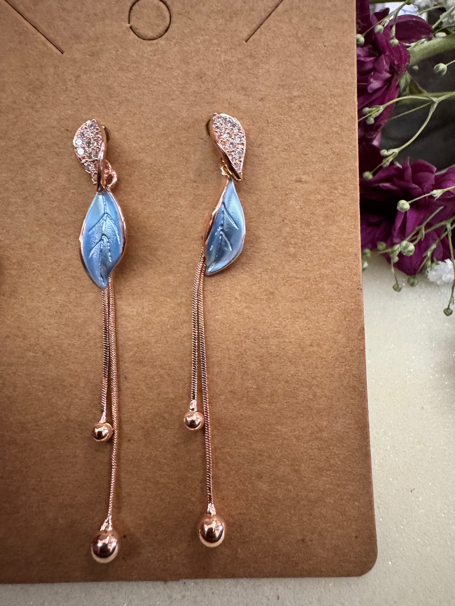 Icy Bloom Leaf Drop Earrings