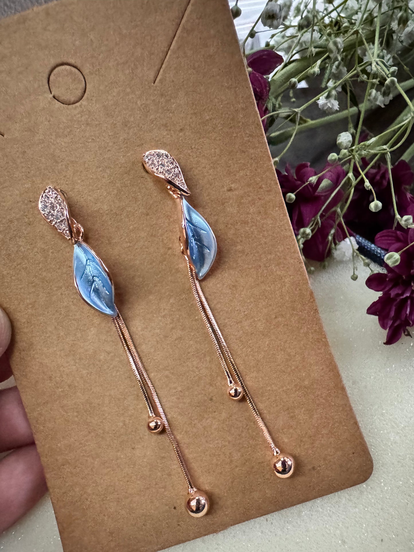 Icy Bloom Leaf Drop Earrings