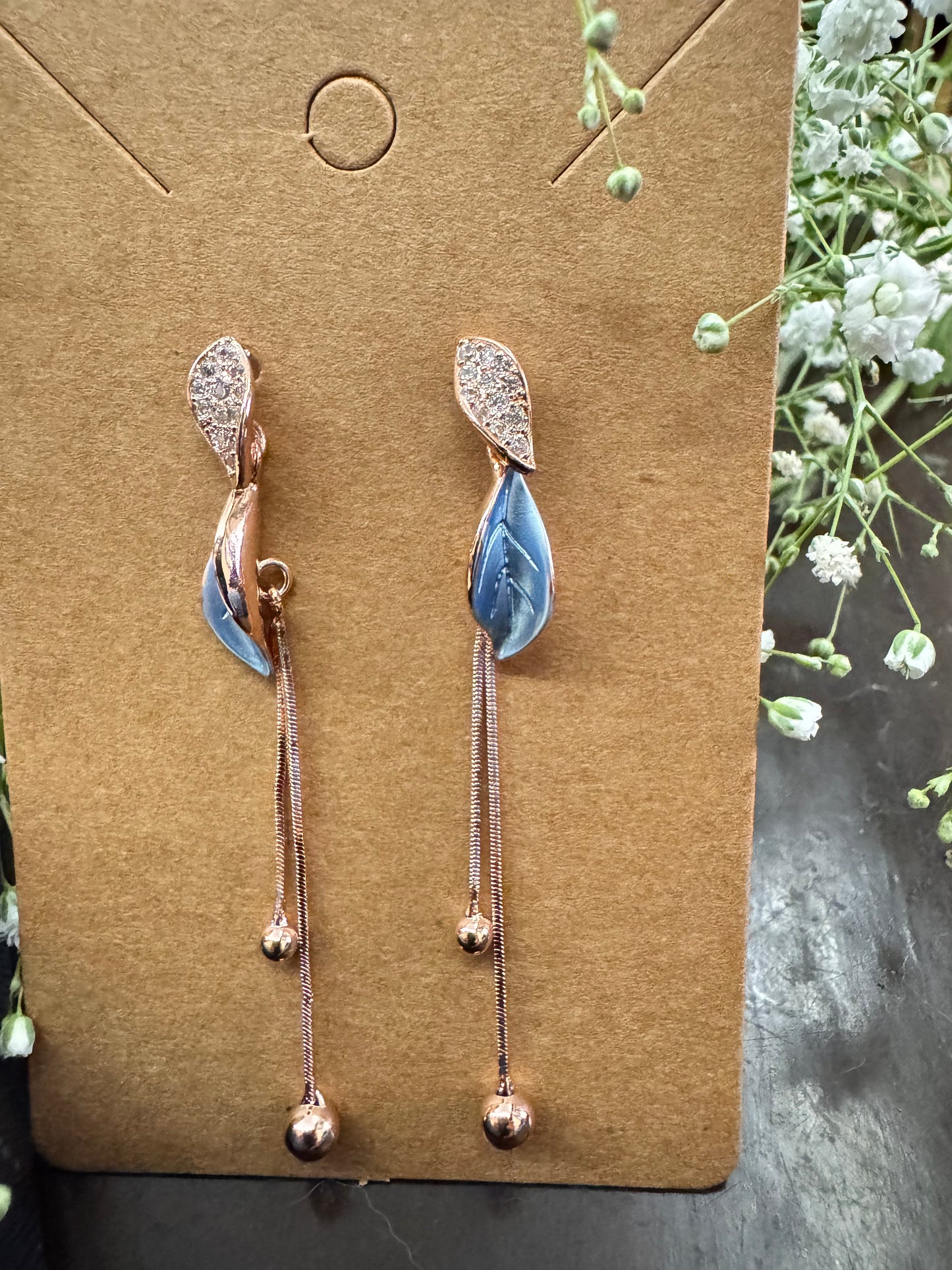 Icy Bloom Leaf Drop Earrings