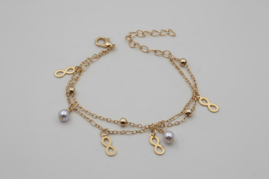 Infinity Pearl Layered Bracelet Erica Jewelry India Dainty Everyday Minimal Gold Silver Jewelry