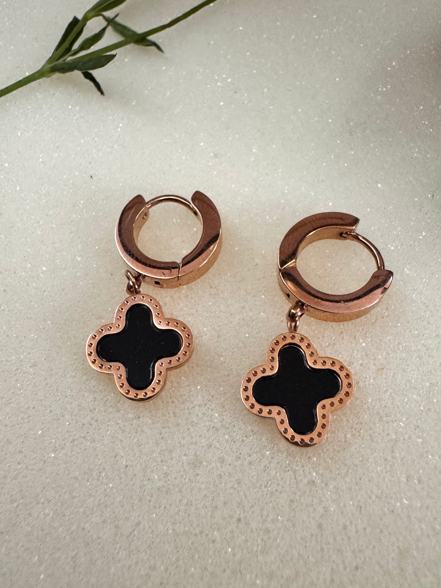 Midnight Bloom Clover Drops Erica Jewelry India Dainty Everyday Minimal Gold Silver Jewelry
