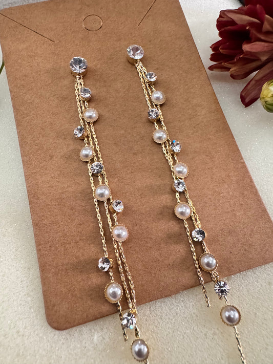 Moonlit Drizzle Tassel Earrings Erica Jewelry India Dainty Everyday Minimal Gold Silver Jewelry