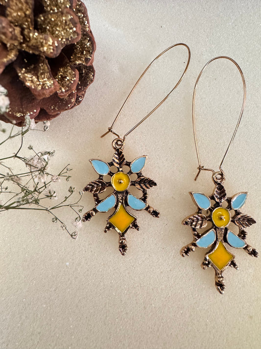 Ndebele_Motif_Danglers_ Elegant, dainty and minimal earrings perfect for everyday wear. Handcrafted gold and silver jewelry from Erica Jewelry India collection.