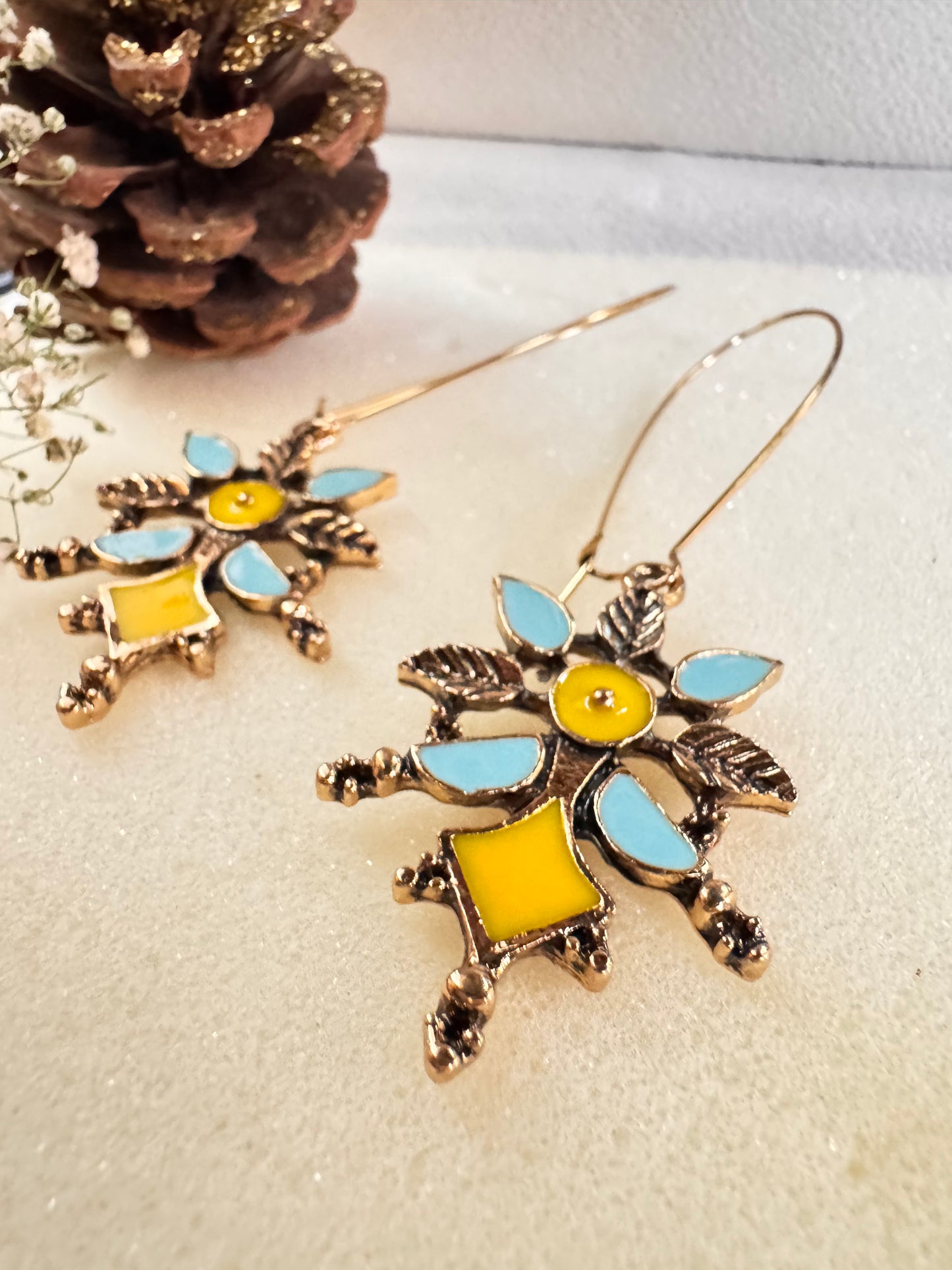 Ndebele_Motif_Danglers_ Elegant, dainty and minimal earrings perfect for everyday wear. Handcrafted gold and silver jewelry from Erica Jewelry India collection.