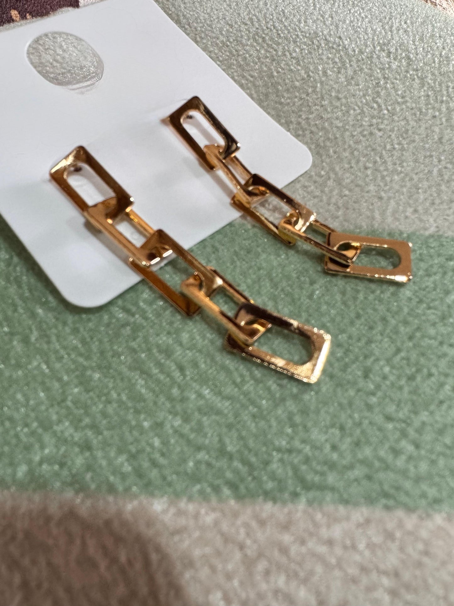 Gold Interlink Earrings Long