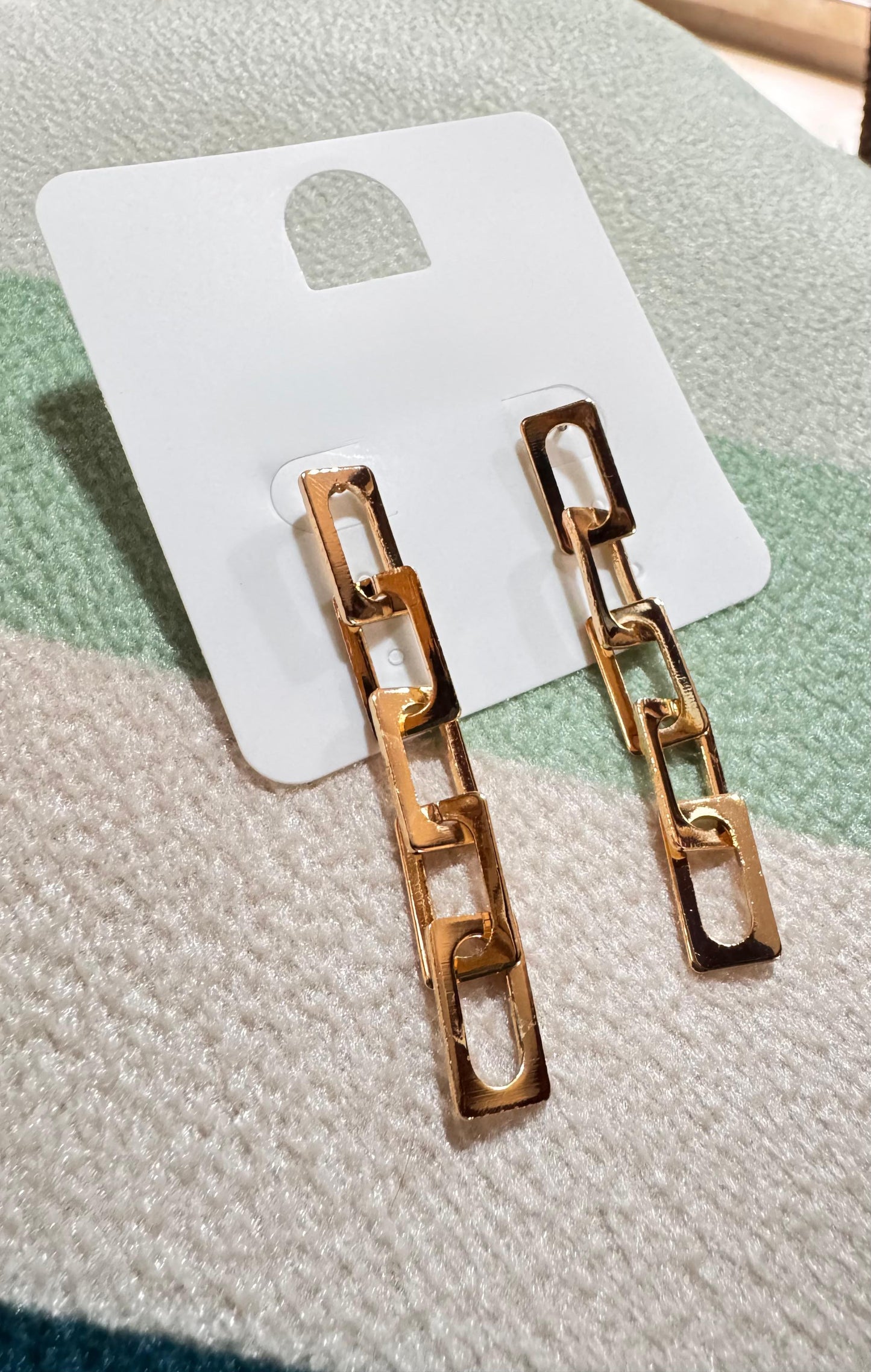 Gold Interlink Earrings Long