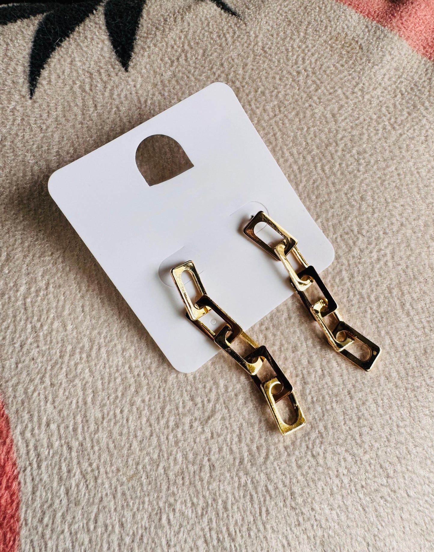 Gold Interlink Earrings Long