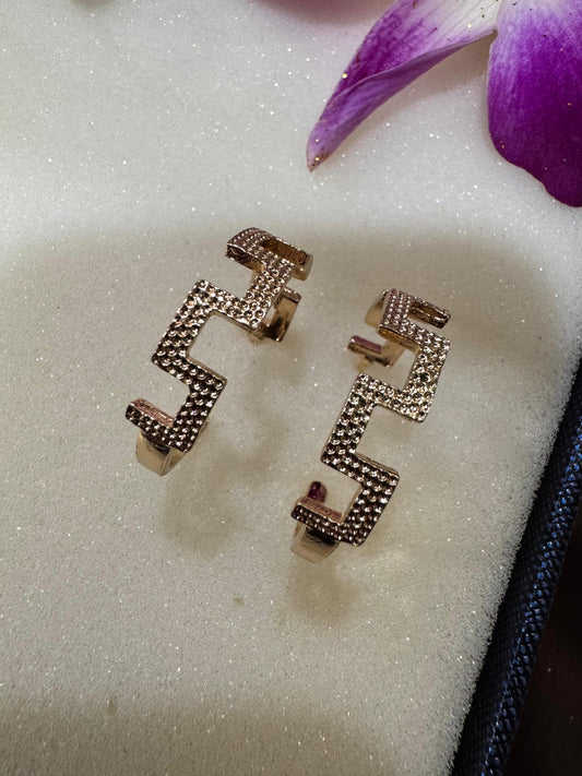 Antique Gold Jagged Hoops