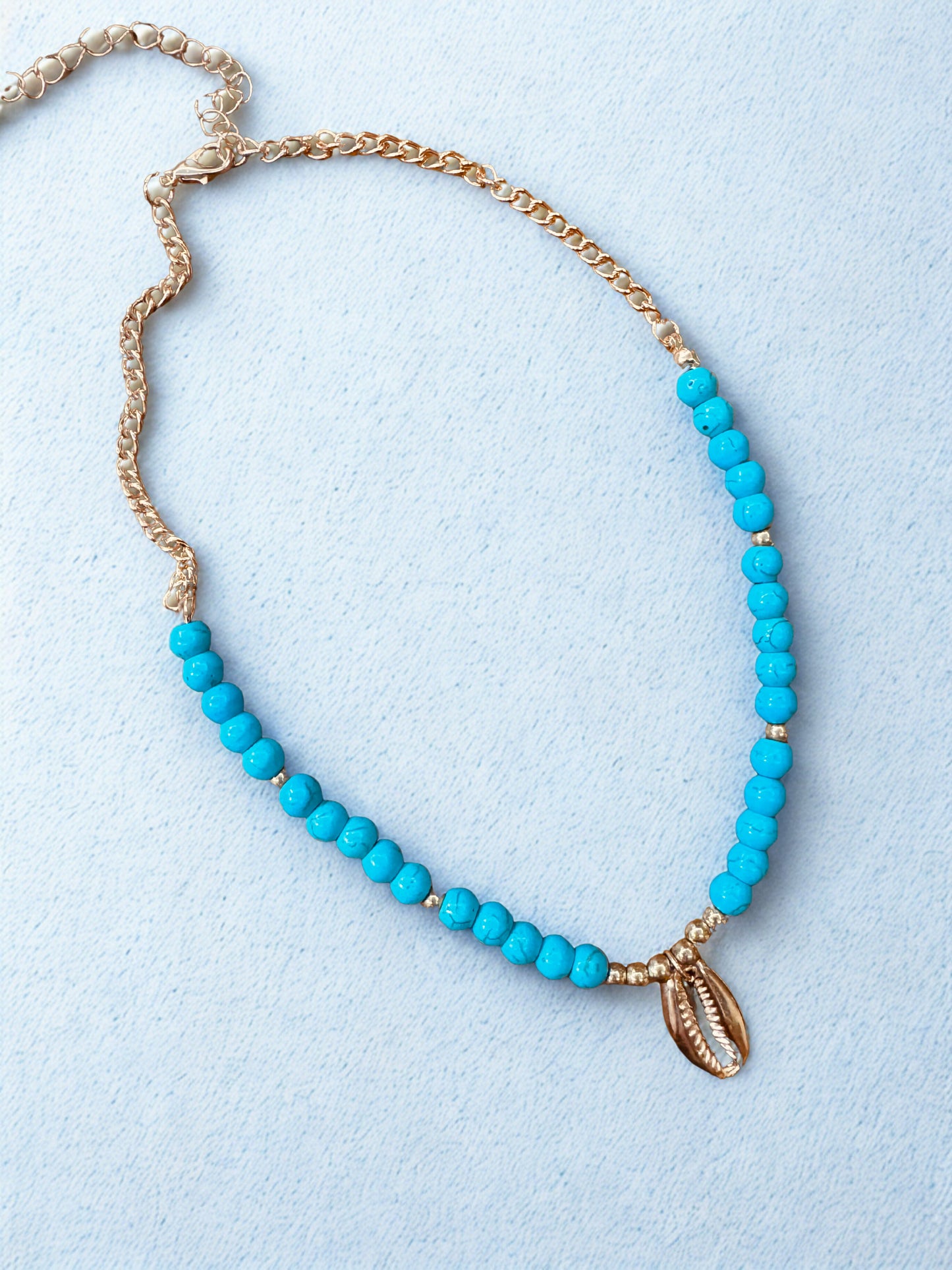 Turquoise Cowrie Charm Necklace
