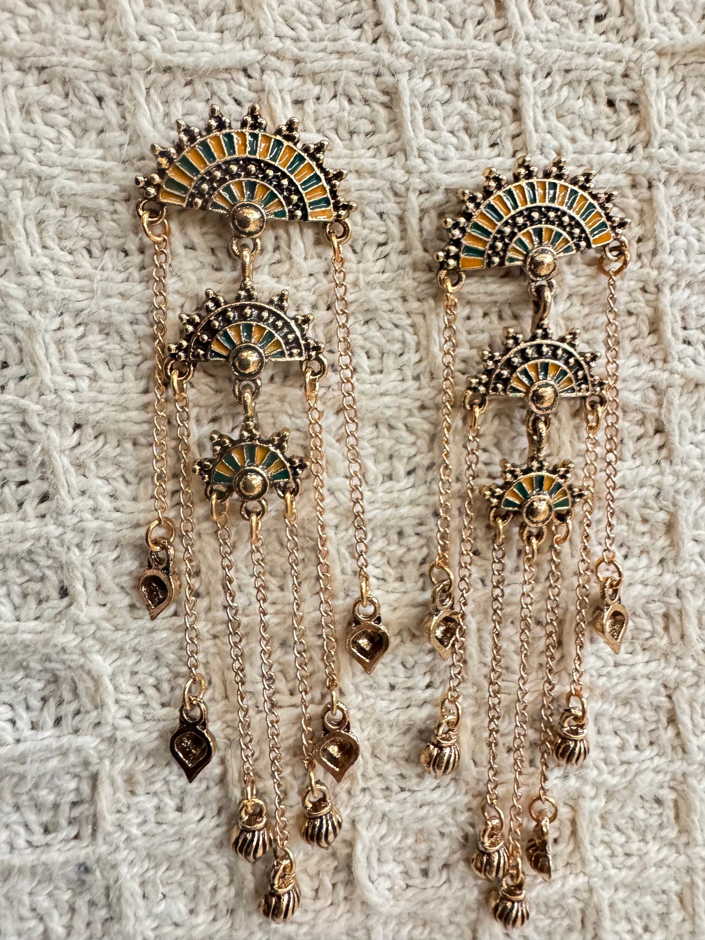 Antique Gold Mandala Tassel Earrings