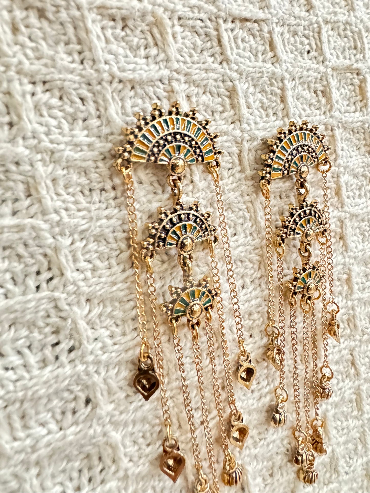 Antique Gold Mandala Tassel Earrings