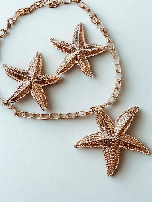 Golden Starfish Statement Set