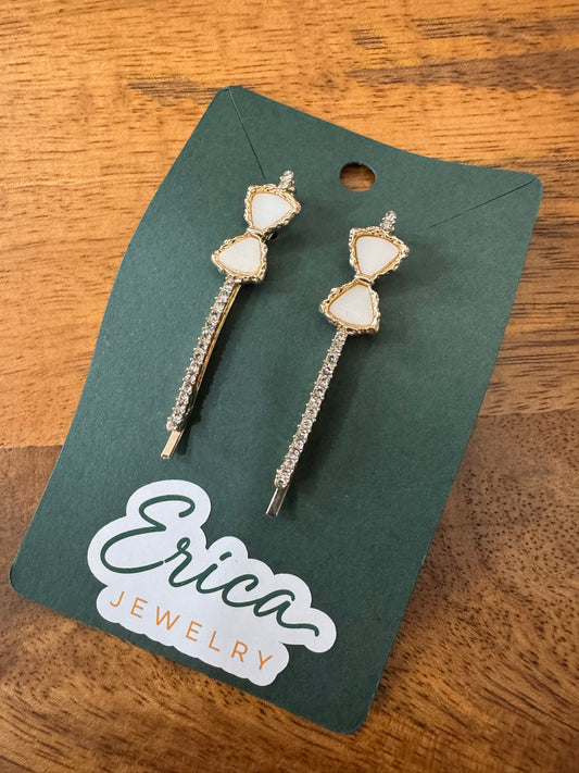 Dainty Crystal Bow Hairpins