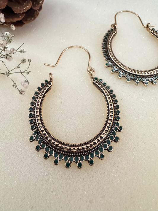 Jali Antique Gold Hoops