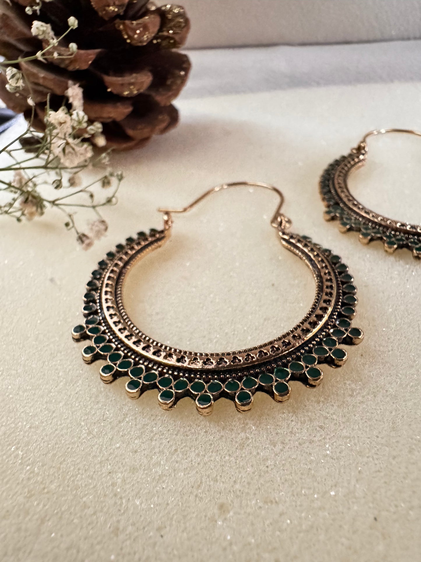 Jali Antique Gold Hoops