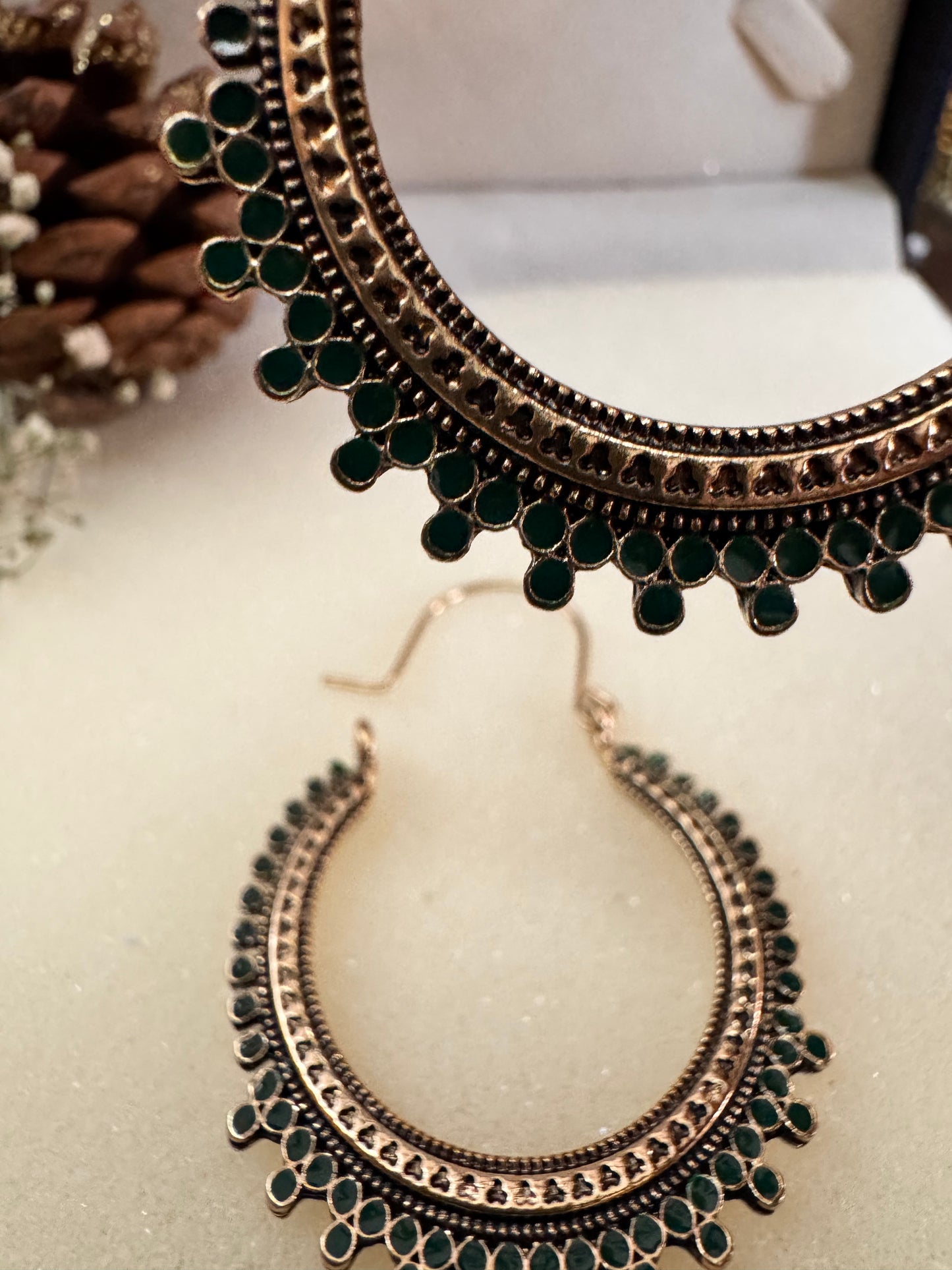 Jali Antique Gold Hoops