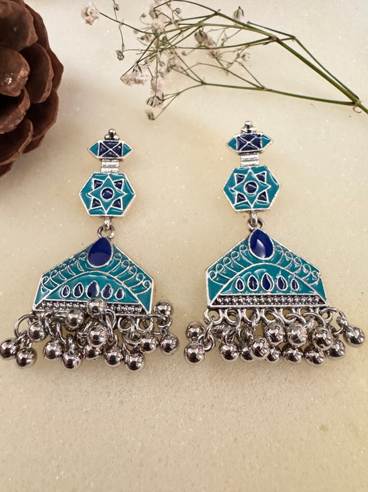 Zariya Turquoise Oxidized Danglers