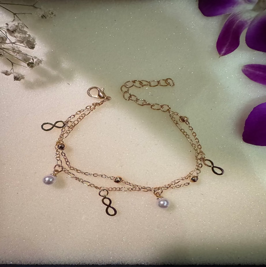 Infinity Pearl Layered Bracelet  Erica Jewelry India Dainty Everyday Minimal  Gold Silver Jewelry