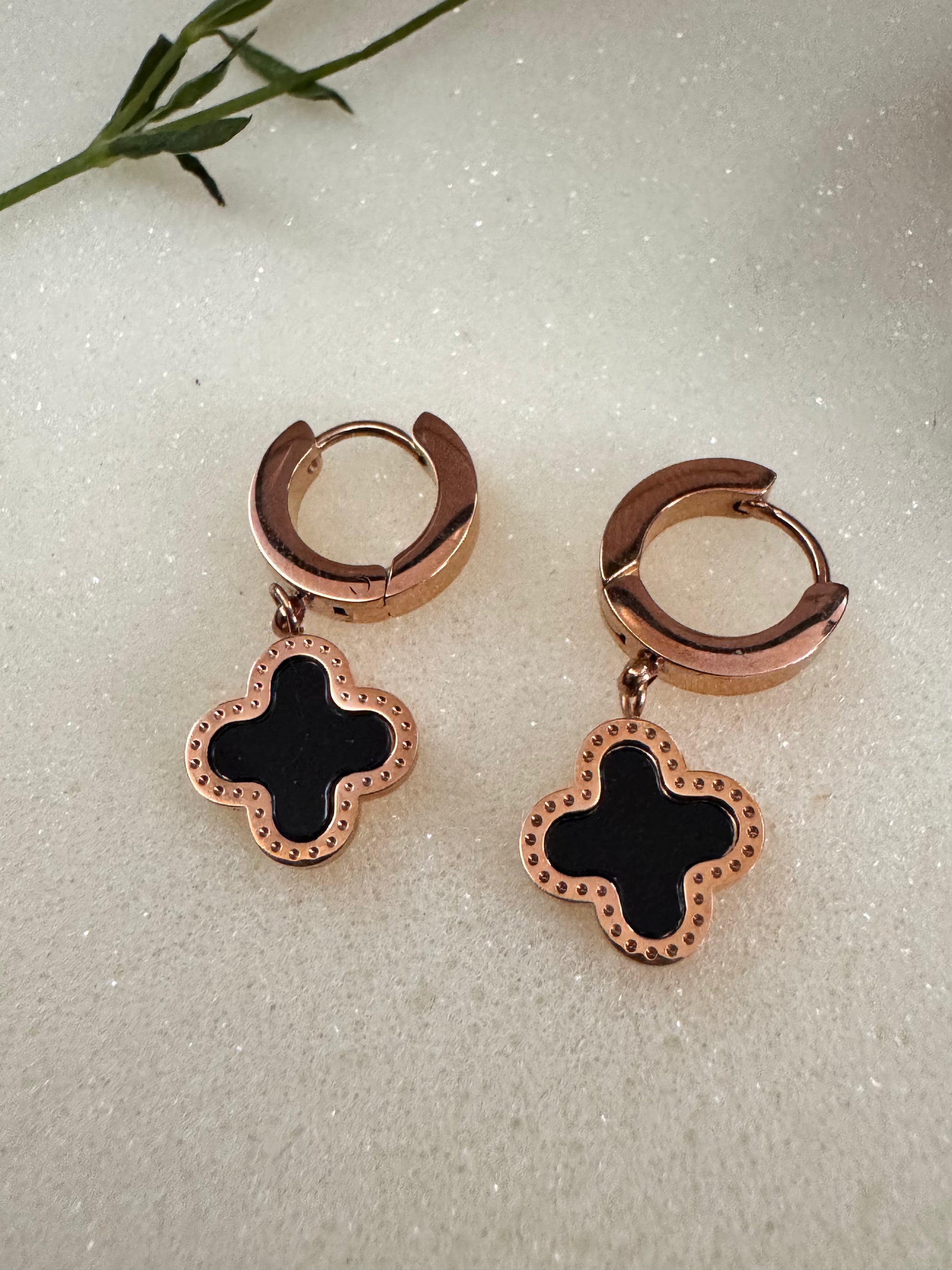 Midnight Bloom Clover Drops Erica Jewelry India Dainty Everyday Minimal  Gold  Silver Jewelry