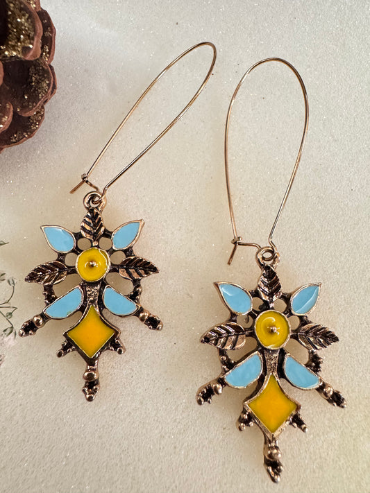 Ndebele_Motif_Danglers_ Elegant, dainty and minimal earrings perfect for everyday wear. Handcrafted gold and silver jewelry from Erica Jewelry India collection.
