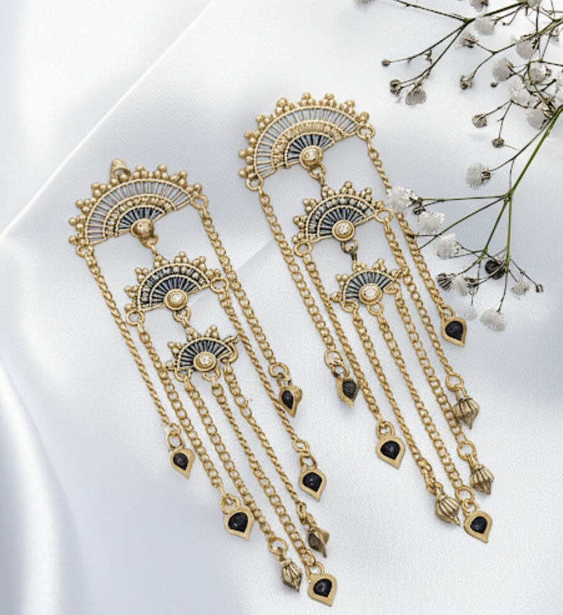 Antique Gold Mandala Tassel Earrings