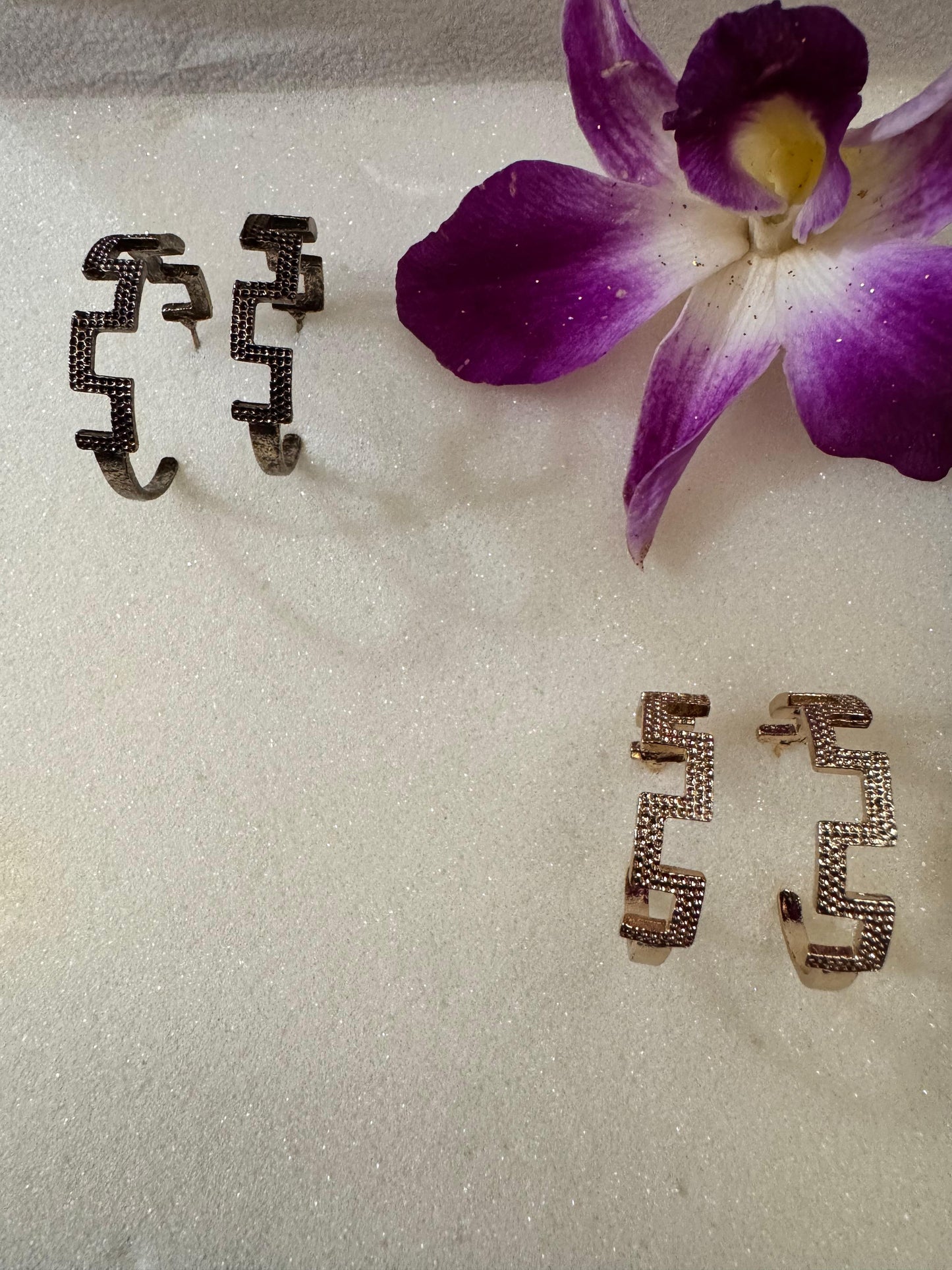 Antique Gold Jagged Hoops
