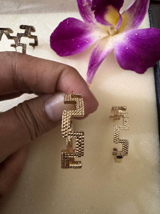 Antique Gold Jagged Hoops