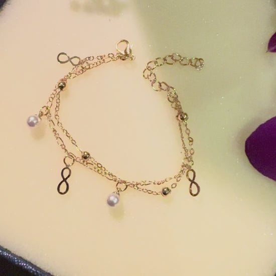 Infinity Pearl Layered Bracelet Erica Jewelry India Dainty Everyday Minimal  Gold Silver Jewelry